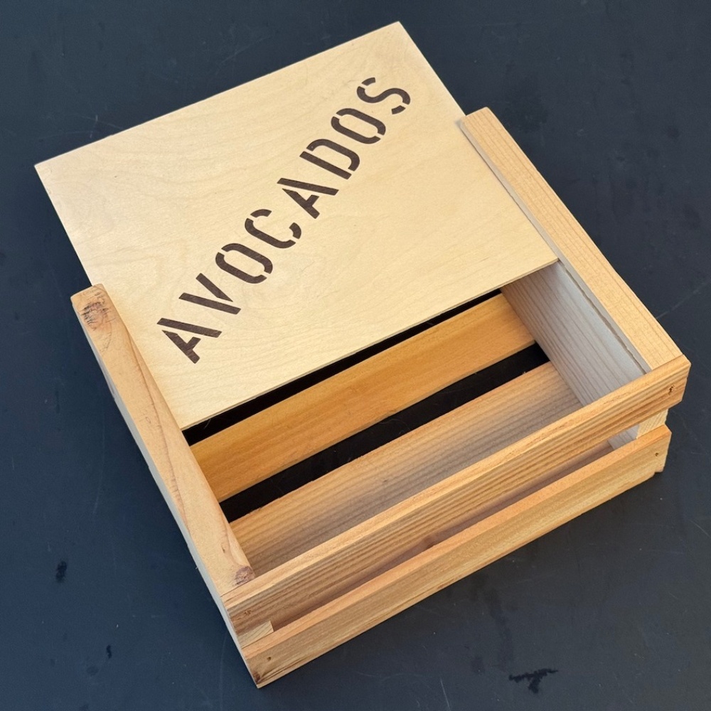 Decorative Avocado wooden crate with sliding lid